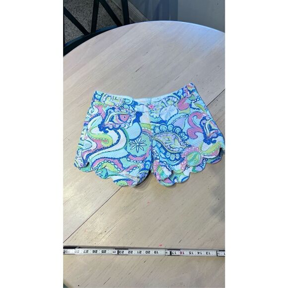 LILLY PULITZER THE BUTTERCUP SHORT CONCH REPUBLIC SCALLOPED TRIM SHORTS SZ 0 - Picture 2 of 8